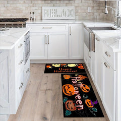 2 Pcs Halloween Happy Pumpkin Kitchen Mat Anti-Fatigue Non-Slip Waterproof