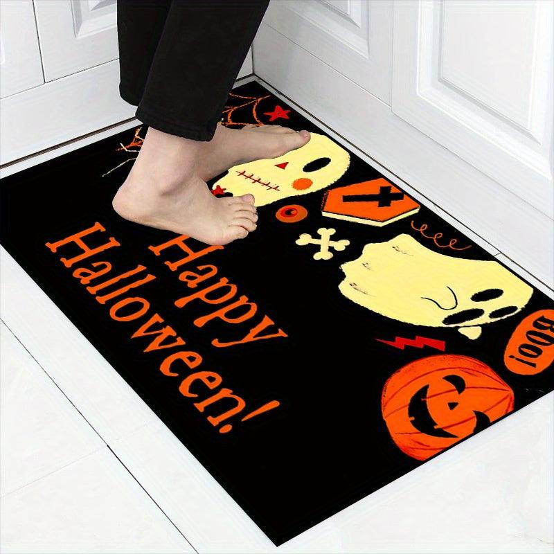 2 Pcs Halloween Happy Pumpkin Kitchen Mat Anti-Fatigue Non-Slip Waterproof