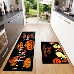 2 Pcs Halloween Happy Pumpkin Kitchen Mat Anti-Fatigue Non-Slip Waterproof