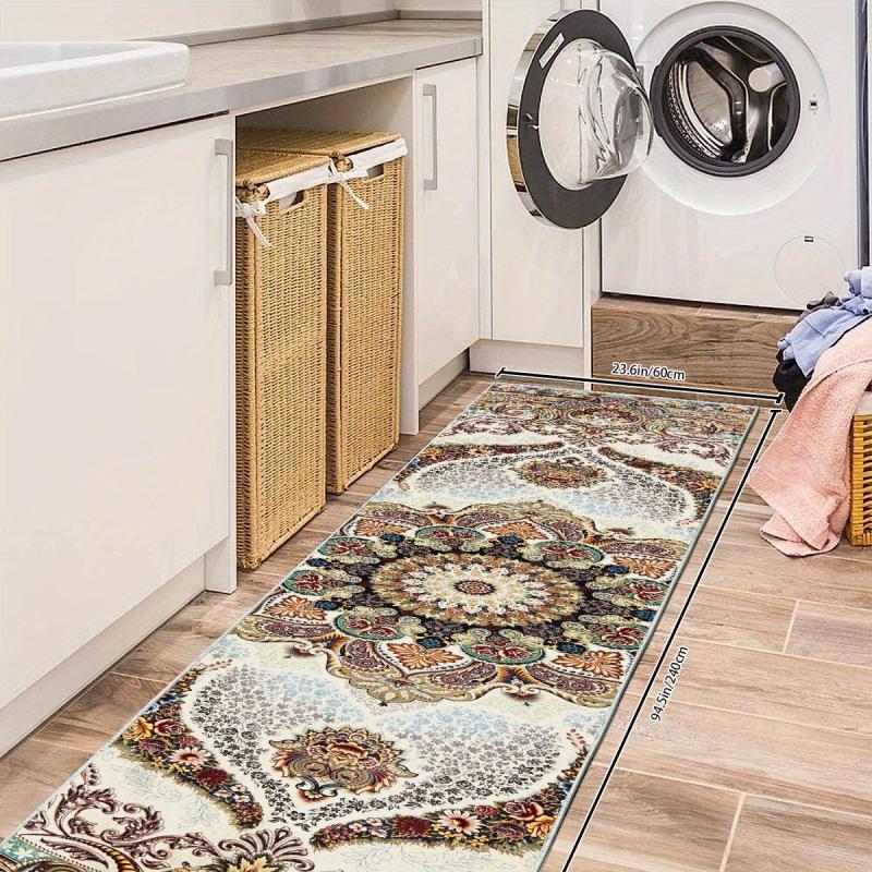 Vintage Floral 2'X10' Soft Kitchen Rug
