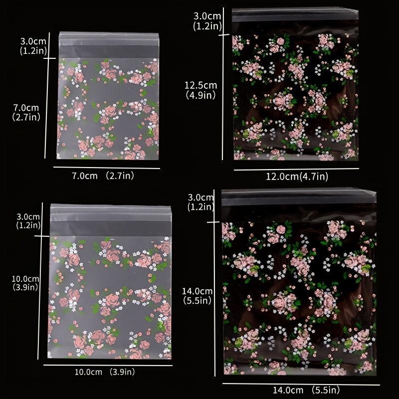 100pcs Rose Baking Bags Self Adhesive for Cookies Candy Chocolate