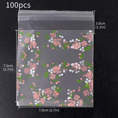 100pcs Rose Baking Bags Self Adhesive for Cookies Candy Chocolate