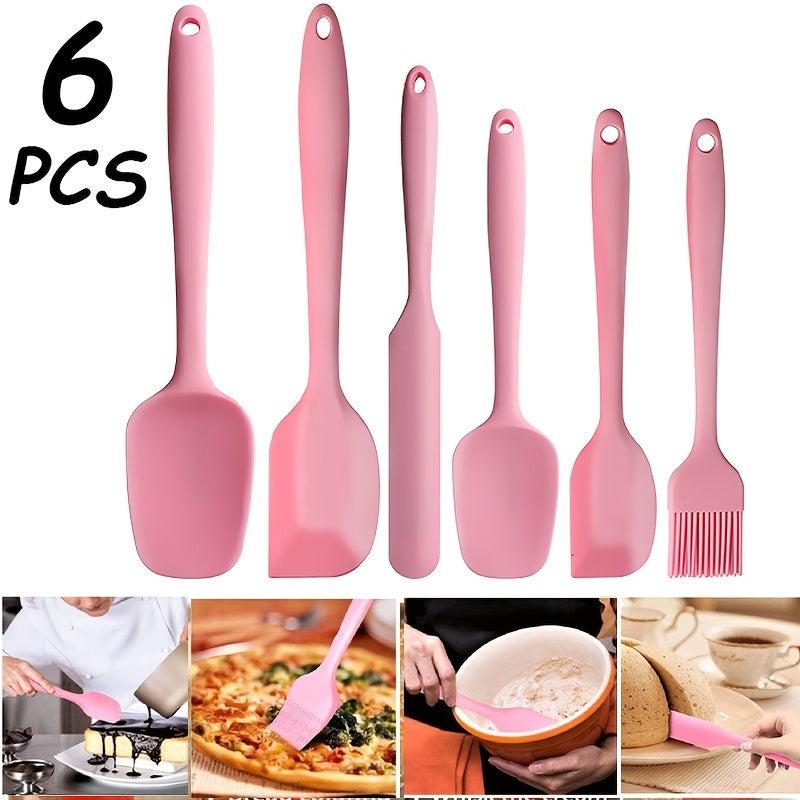 6pcs Silicone Kitchenware Set Baking Supplies Scraper Brush Spatula Cake Tools