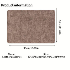 Leather Dining Table Placemats Heat Insulated Waterproof Dinner Plates Pad