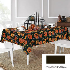 Polyester Halloween Tablecloth Pumpkin Bat Orange Scary Themed