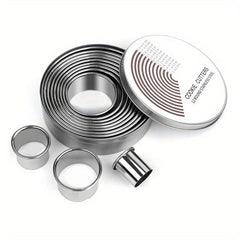 12pcs Steel Cake Mold Rings Round Cookie Cutters Baking Kitchen Tools
