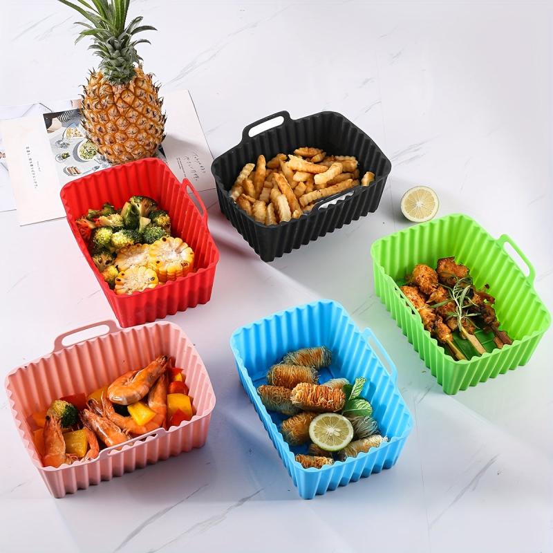 5pcs Silicone Air Fryer Liners Reusable Baking Tray Kitchen Gadgets