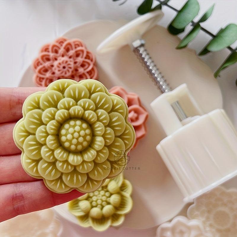 Lotus Moon Cake Mold and Stamps Set - DIY Hand Press Cookie Stamps
