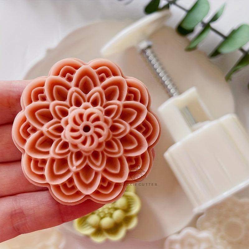 Lotus Moon Cake Mold and Stamps Set - DIY Hand Press Cookie Stamps