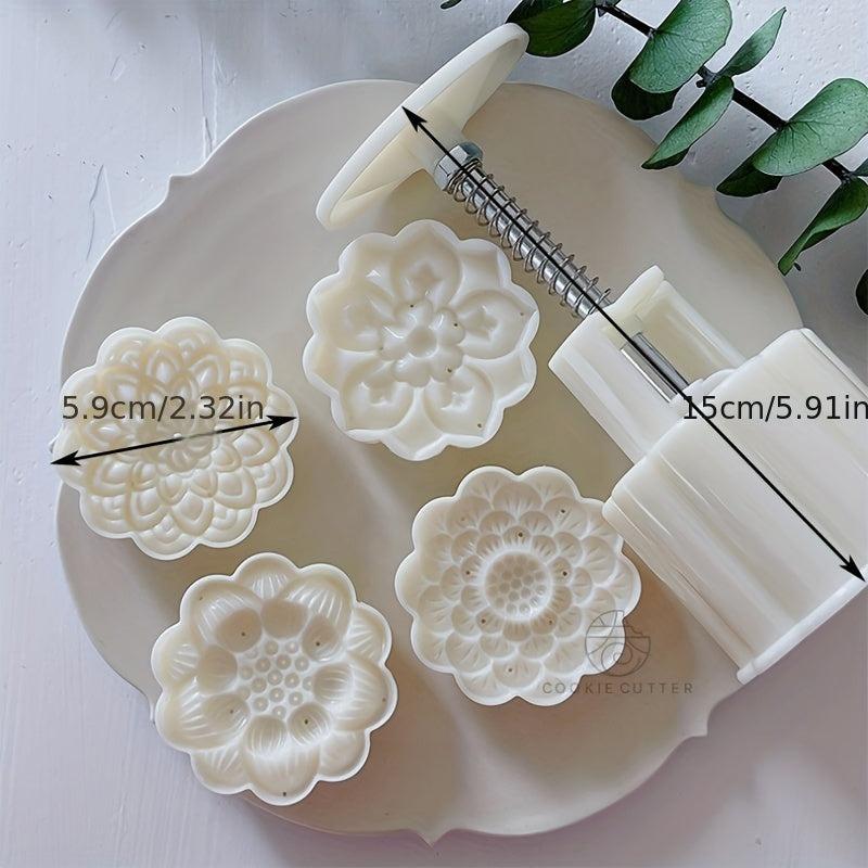 Lotus Moon Cake Mold and Stamps Set - DIY Hand Press Cookie Stamps