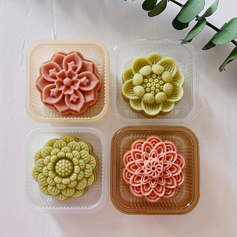 Lotus Moon Cake Mold and Stamps Set - DIY Hand Press Cookie Stamps