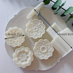 Lotus Moon Cake Mold and Stamps Set - DIY Hand Press Cookie Stamps