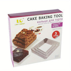 3pcs Mousse Cake Mold Rings Stainless Steel Cookie Cutters Pancake Molds
