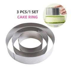 3pcs Mousse Cake Mold Rings Stainless Steel Cookie Cutters Pancake Molds