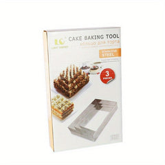 3pcs Mousse Cake Mold Rings Stainless Steel Cookie Cutters Pancake Molds