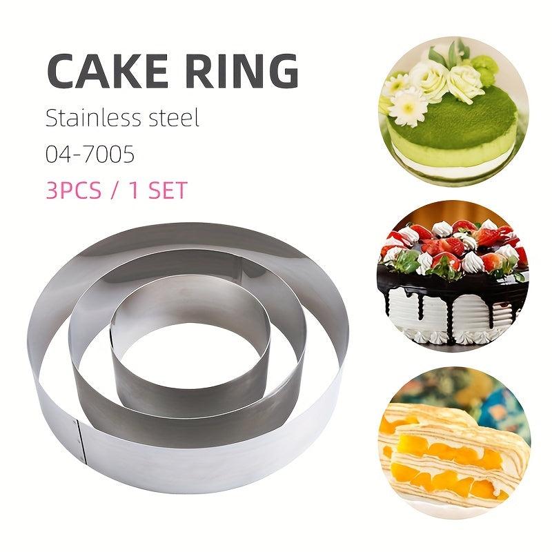 3pcs Mousse Cake Mold Rings Stainless Steel Cookie Cutters Pancake Molds