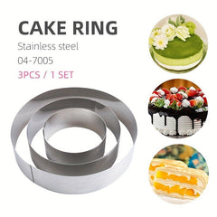 3pcs Mousse Cake Mold Rings Stainless Steel Cookie Cutters Pancake Molds