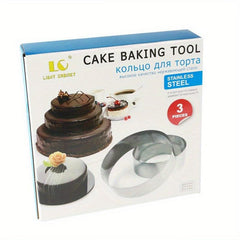 3pcs Mousse Cake Mold Rings Stainless Steel Cookie Cutters Pancake Molds