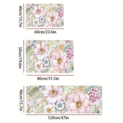 Floral Kitchen Rugs Absorbent Non Slip Stain Resistant Waterproof Mat