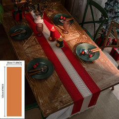 Red Striped Table Runner Double-sided Christmas Holiday Tassel Decor