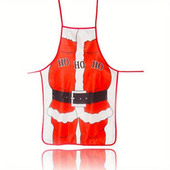 Polyester Apron Christmas Theme Santa Pattern Chef Waiter Barbecue Apron