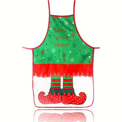 Polyester Apron Christmas Theme Santa Pattern Chef Waiter Barbecue Apron