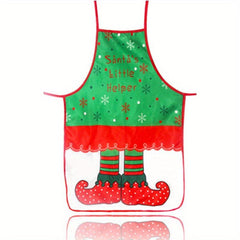 Polyester Apron Christmas Theme Santa Pattern Chef Waiter Barbecue Apron