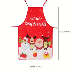 Polyester Apron Christmas Theme Santa Pattern Chef Waiter Barbecue Apron