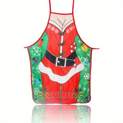 Polyester Apron Christmas Theme Santa Pattern Chef Waiter Barbecue Apron