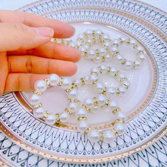 12pcs Pearl Rhinestones Napkin Rings Cast Iron Polished Metal Rings