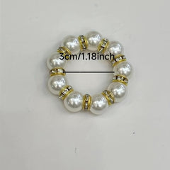 12pcs Pearl Rhinestones Napkin Rings Cast Iron Polished Metal Rings