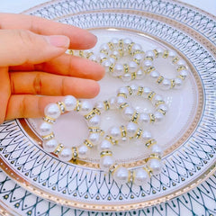 12pcs Pearl Rhinestones Napkin Rings Cast Iron Polished Metal Rings