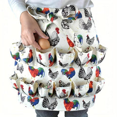 Rooster Printed Polyester Apron with Double Pockets for Home Cooking