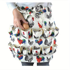 Rooster Printed Polyester Apron with Double Pockets for Home Cooking
