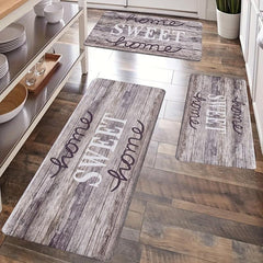 Wood Board Kitchen Rug Absorbent Non Slip Stain Resistant Waterproof Floor Mat