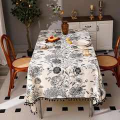 Rustic Floral Tablecloth for Outdoor Events and Home Kitchen