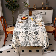 Rustic Floral Tablecloth for Outdoor Events and Home Kitchen