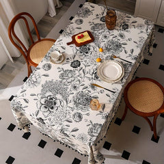 Rustic Floral Tablecloth for Outdoor Events and Home Kitchen