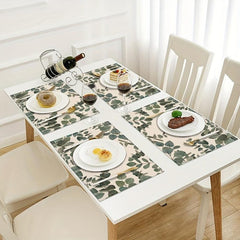 Bohemian Linen Placemat Set of 6 Eucalyptus Pattern Table Mat