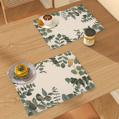 Bohemian Linen Placemat Set of 6 Eucalyptus Pattern Table Mat