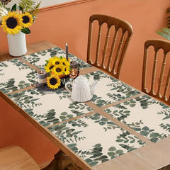 Bohemian Linen Placemat Set of 6 Eucalyptus Pattern Table Mat