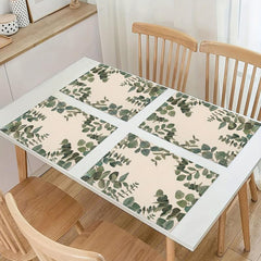Bohemian Linen Placemat Set of 6 Eucalyptus Pattern Table Mat