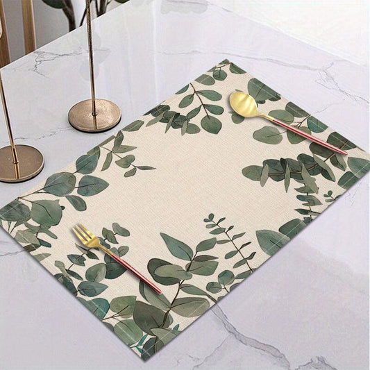 Bohemian Linen Placemat Set of 6 Eucalyptus Pattern Table Mat