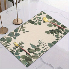 Bohemian Linen Placemat Set of 6 Eucalyptus Pattern Table Mat
