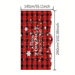 Polyester Table Cloth Christmas Red Plaid Snowflake Pattern