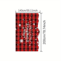 Polyester Table Cloth Christmas Red Plaid Snowflake Pattern