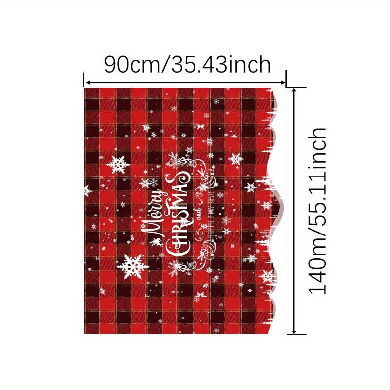Polyester Table Cloth Christmas Red Plaid Snowflake Pattern