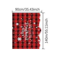 Polyester Table Cloth Christmas Red Plaid Snowflake Pattern