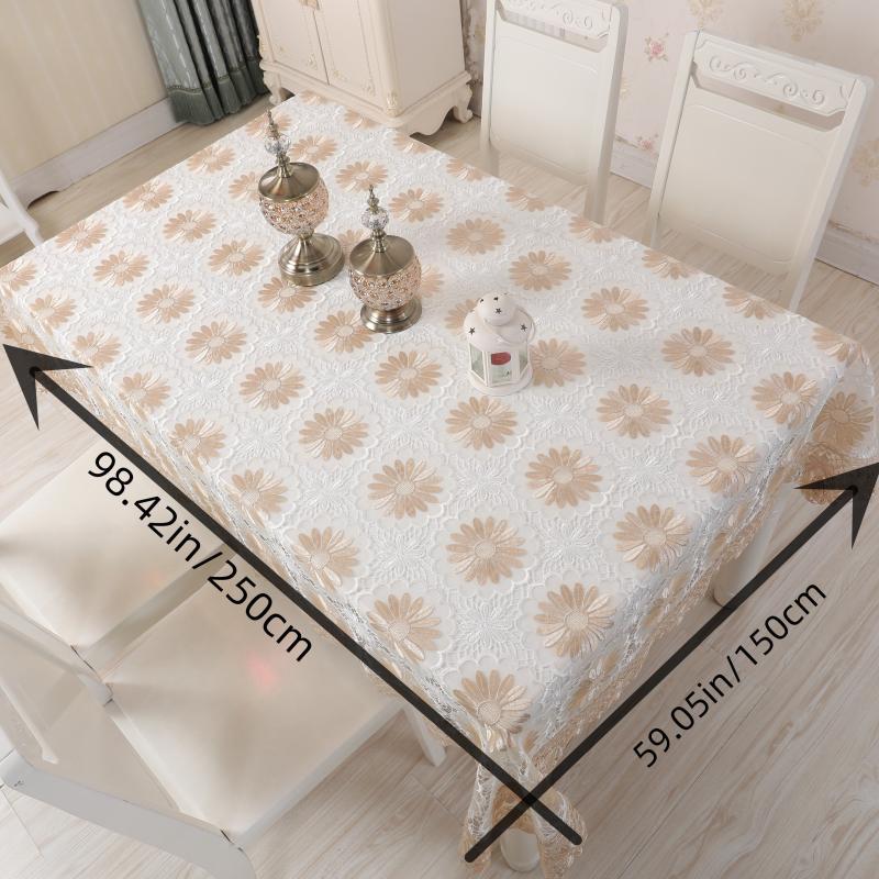 Vintage Lace Tablecloth w/ Flower Design for Wedding, Dinner, Outdoor Party