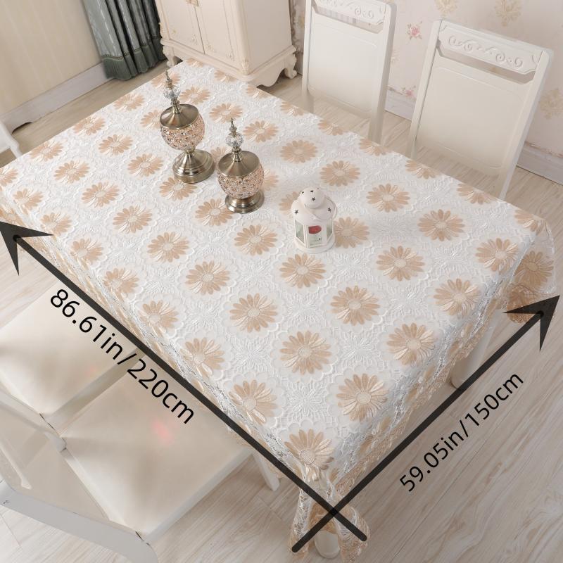 Vintage Lace Tablecloth w/ Flower Design for Wedding, Dinner, Outdoor Party